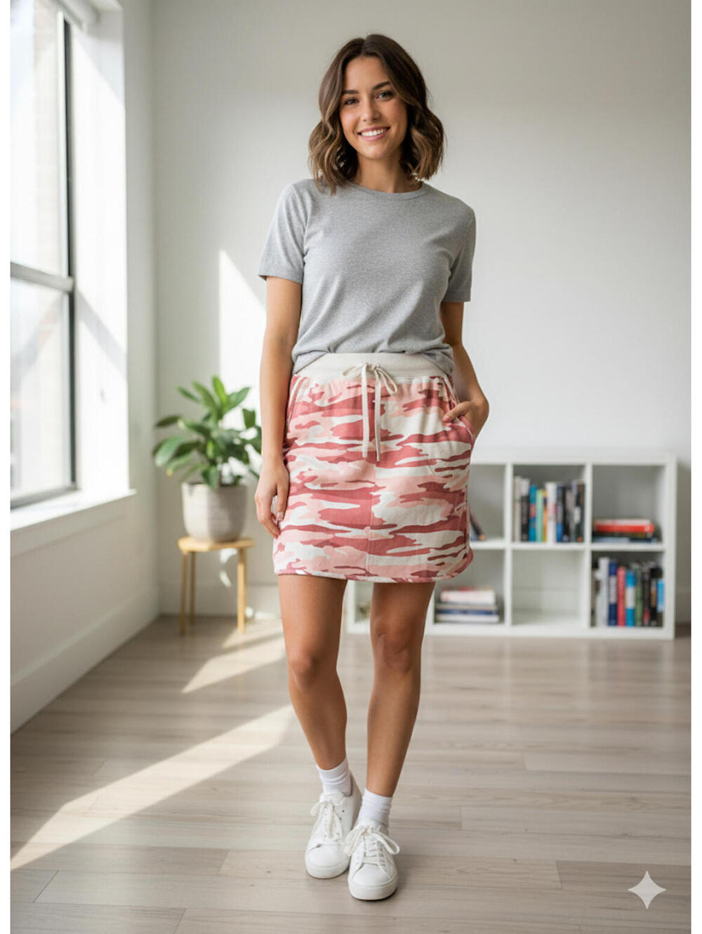 Talbots Pink Camouflage Drawstring Skirt L casual